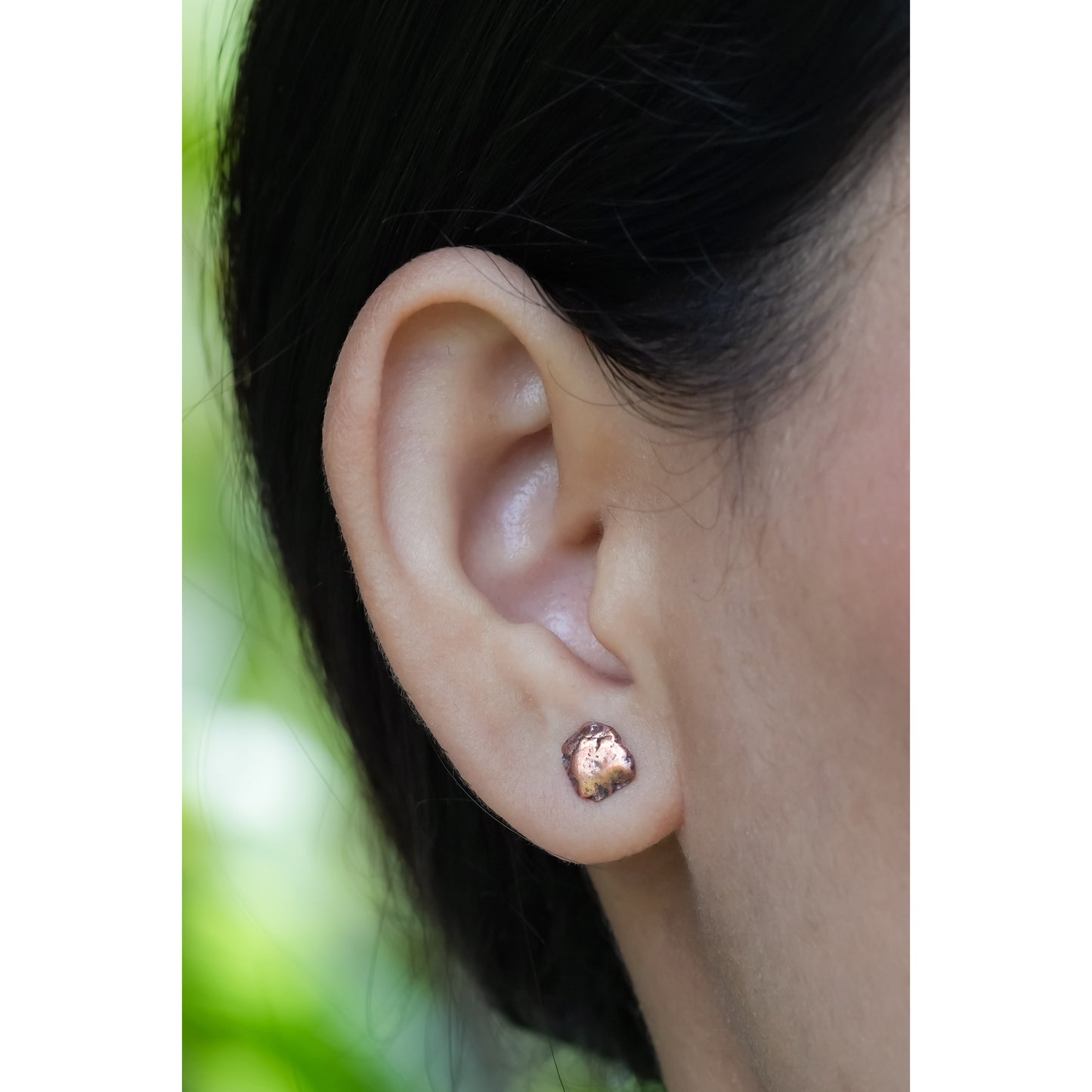 Starborn Copper Nugget with Sterling Silver Post Earrings