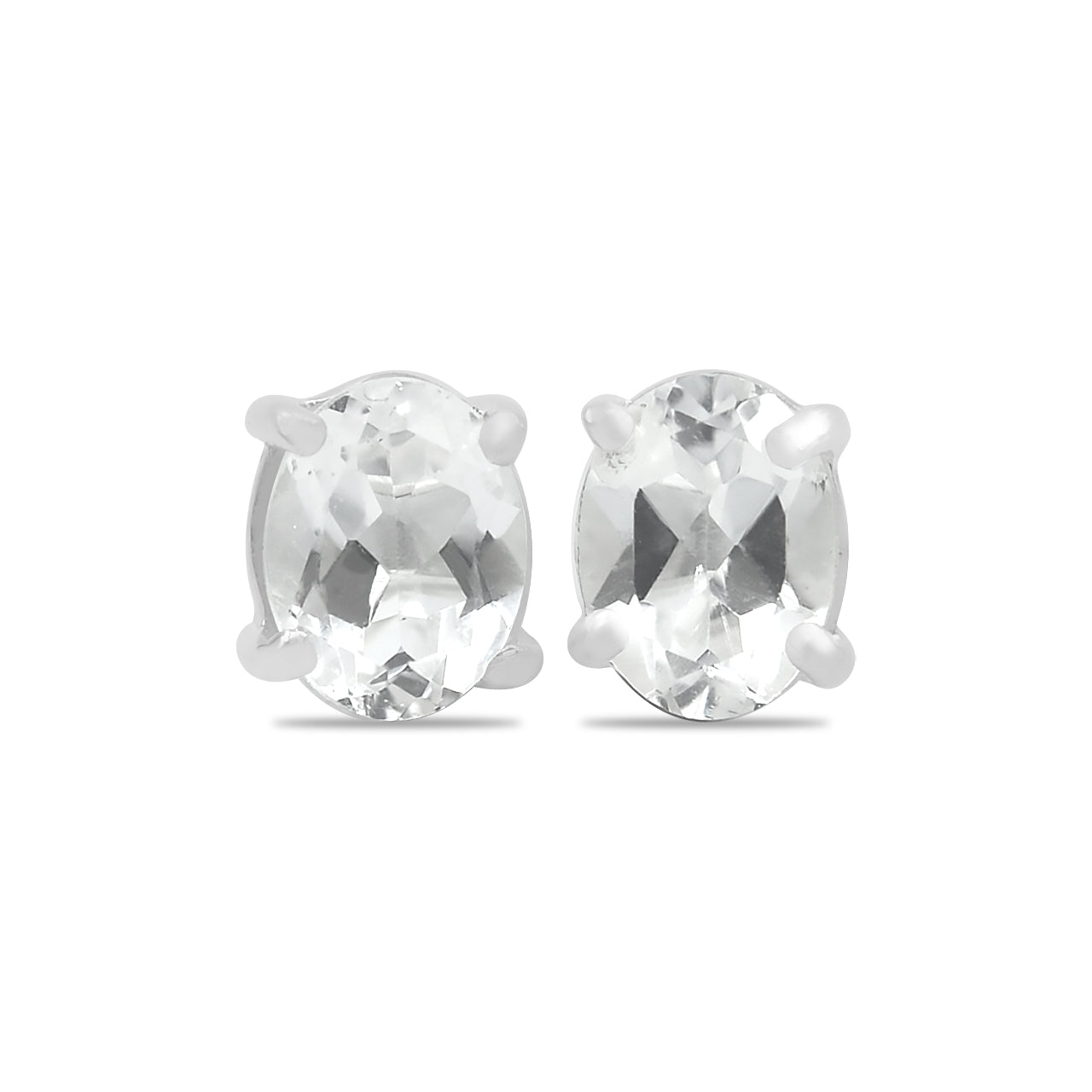 Starborn Danburite Crystal Faceted Oval Post Earrings in Sterling Silver