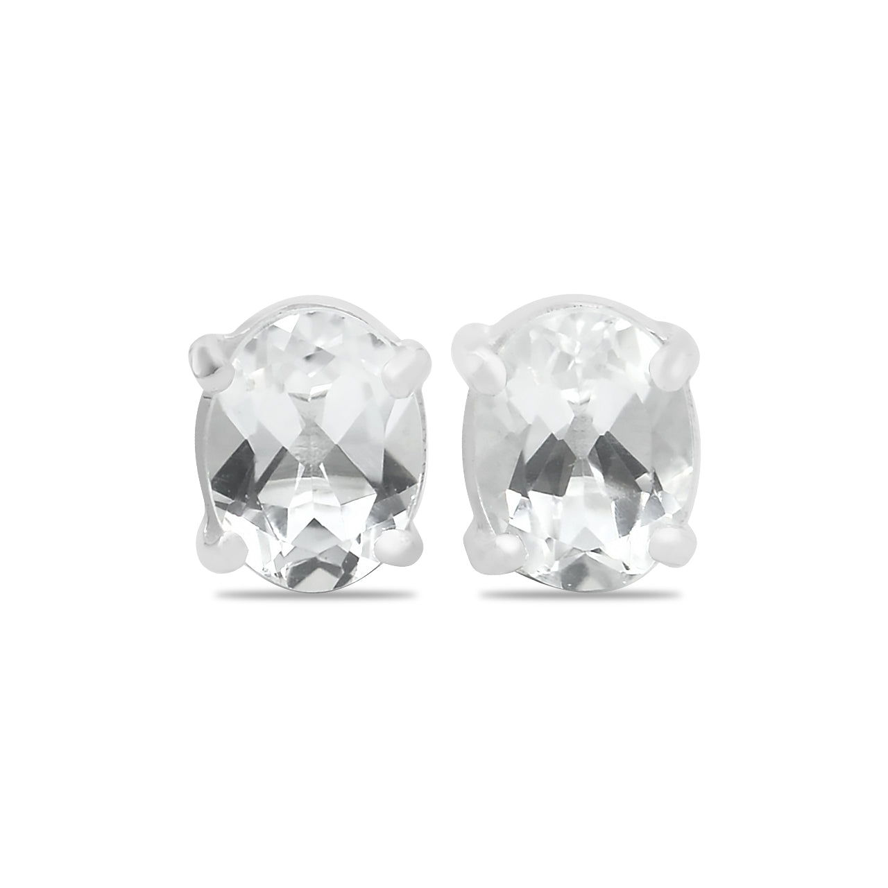 Starborn Danburite Crystal Faceted Oval Post Earrings in Sterling Silver