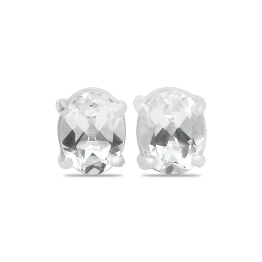 Starborn Danburite Crystal Faceted Oval Post Earrings in Sterling Silver