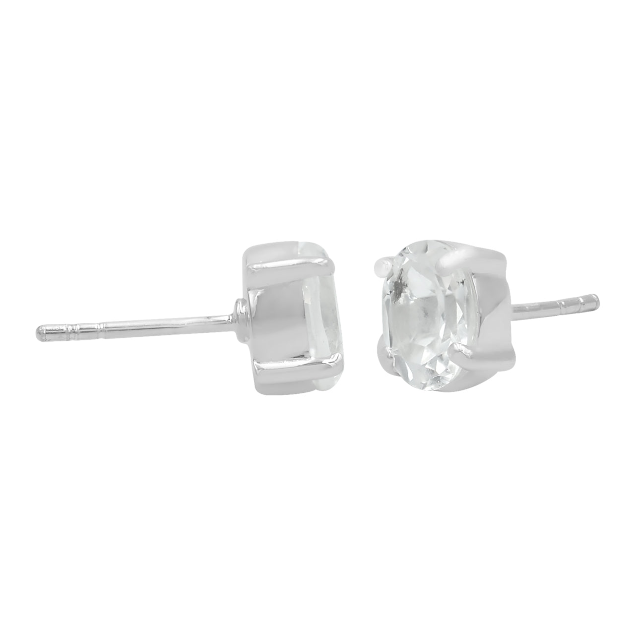 Starborn Danburite Crystal Faceted Oval Post Earrings in Sterling Silver