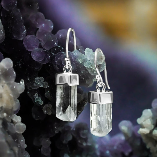 Starborn Danburite Crystal Cap Set Earrings in Sterling Silver