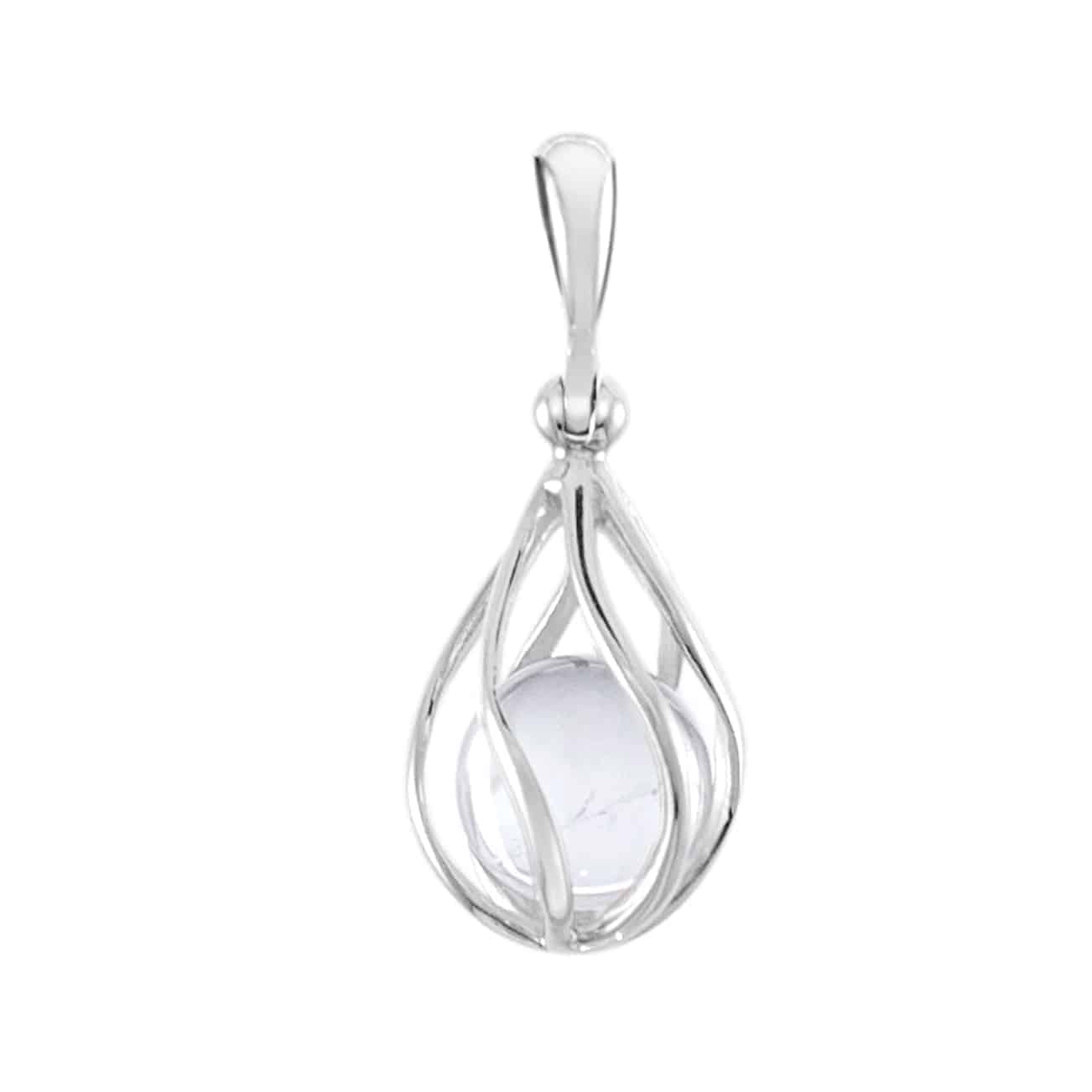 Starborn Danburite Sphere in Sterling Silver Cage Pendant