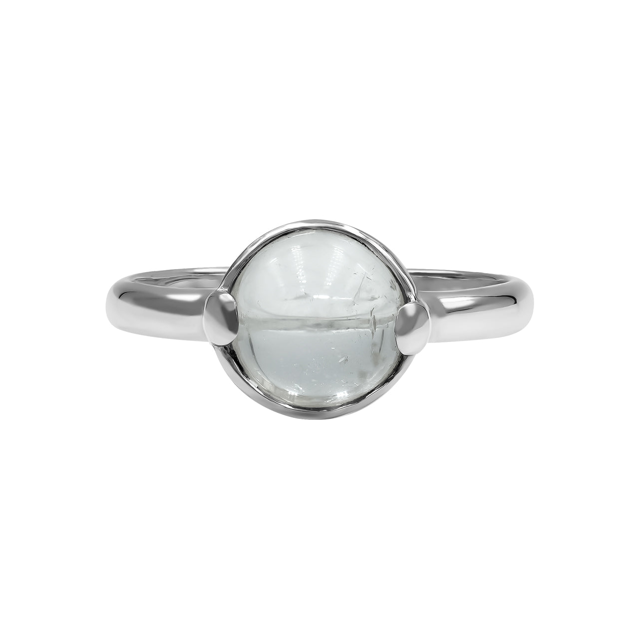 Starborn Danburite Sphere Ring with Silver Band in Sterling Silver