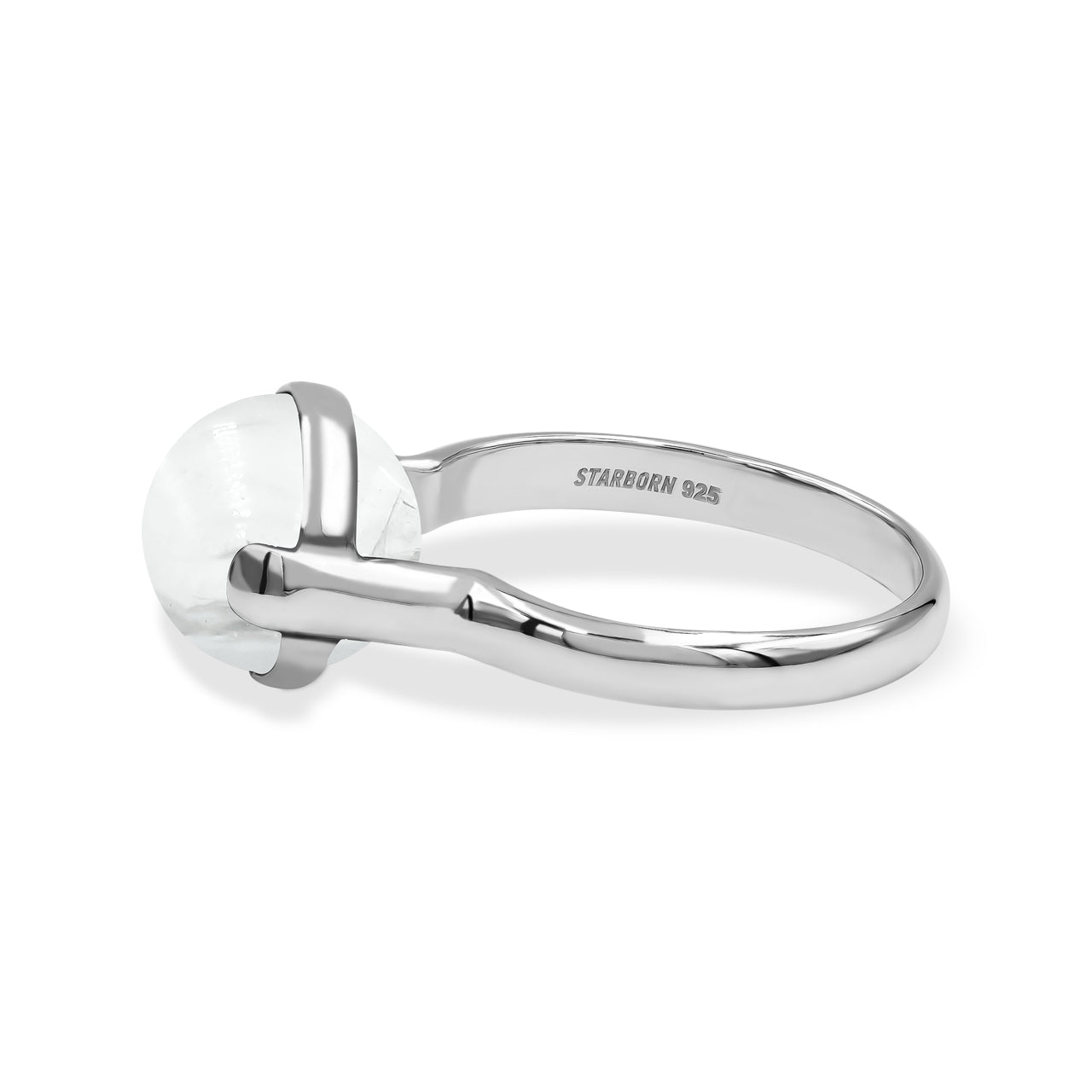 Starborn Danburite Sphere Ring with Silver Band in Sterling Silver