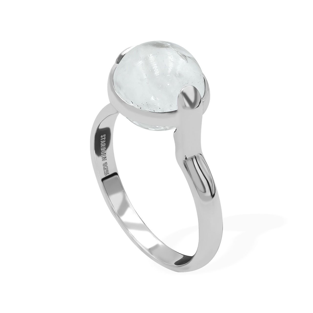 Starborn Danburite Sphere Ring with Silver Band in Sterling Silver