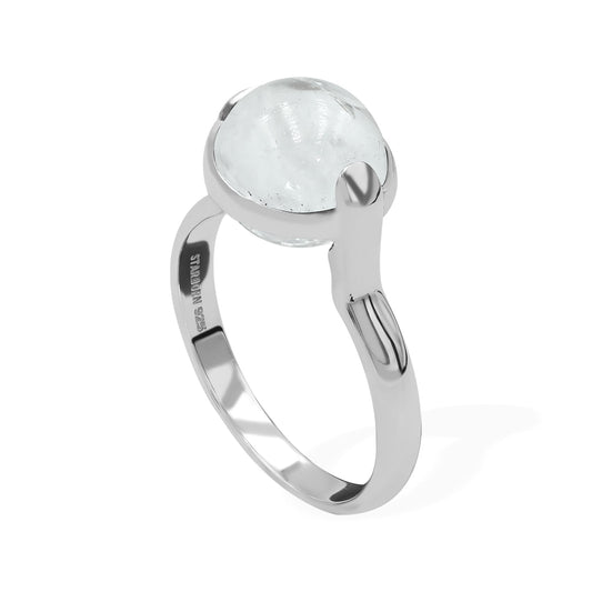 Starborn Danburite Sphere Ring with Silver Band in Sterling Silver