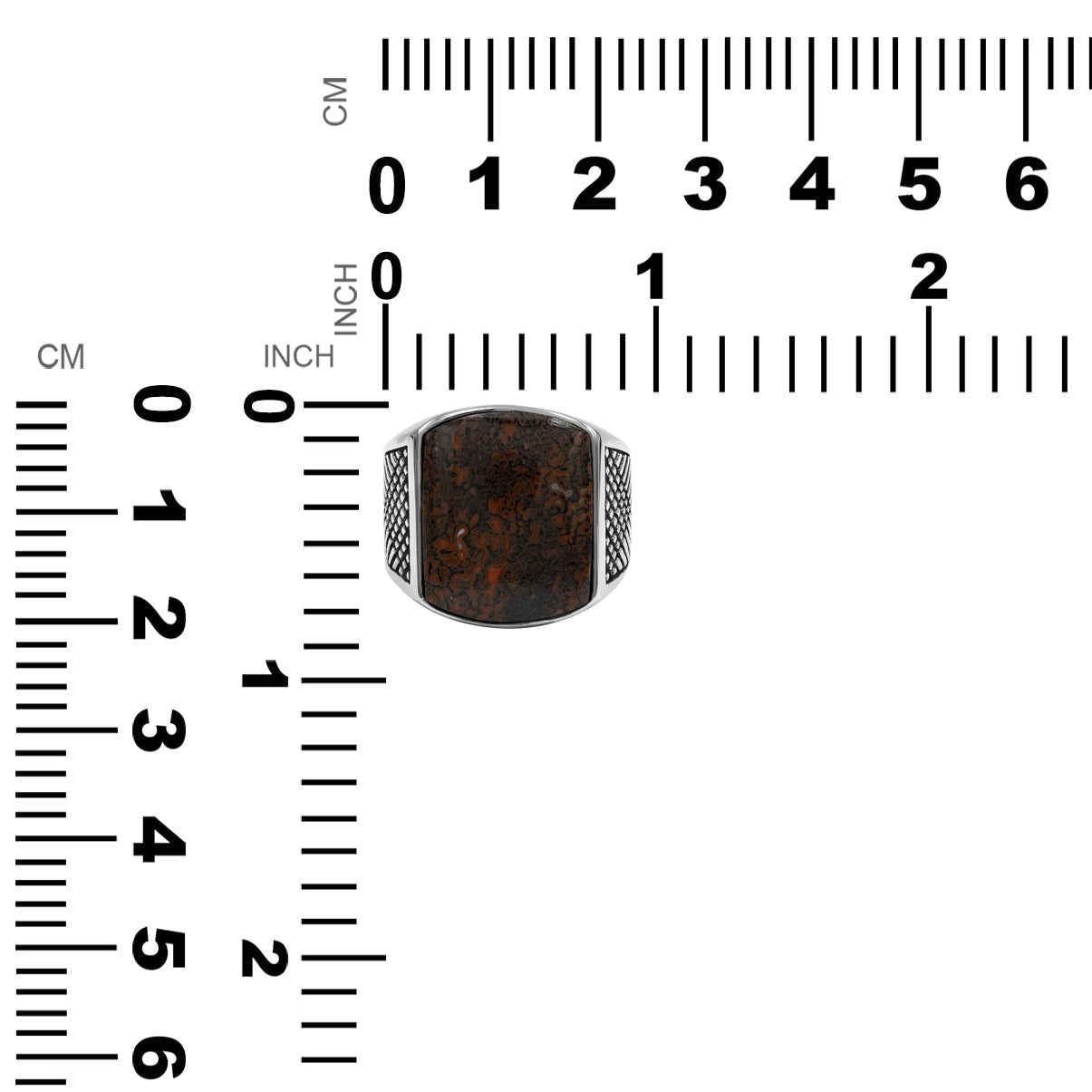 Starborn Fossil Dinosaur Bone Cushion-Shaped Men's Style Ring in Sterling Silver