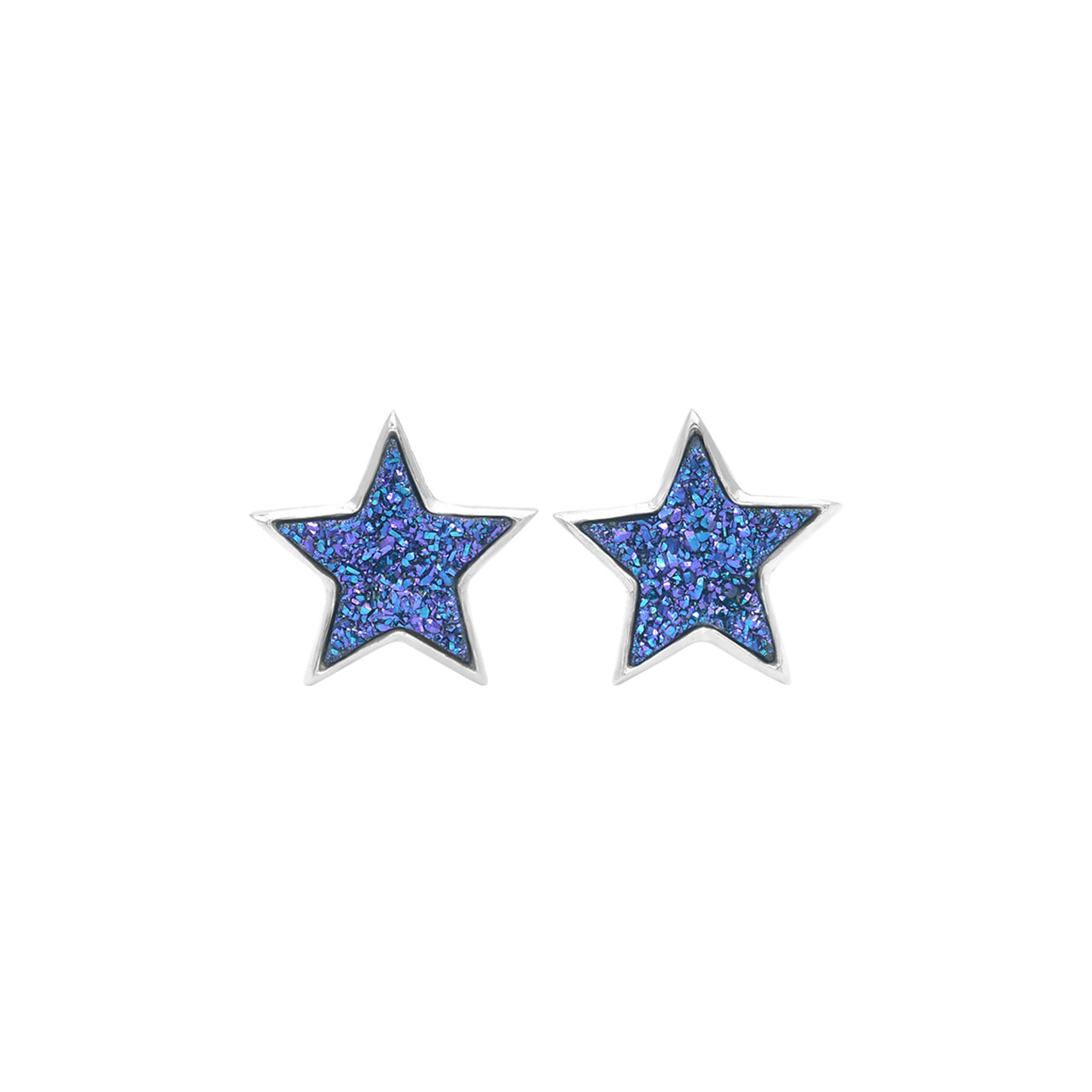 Starborn Drusy Quartz Star Post Earrings in Sterling Silver