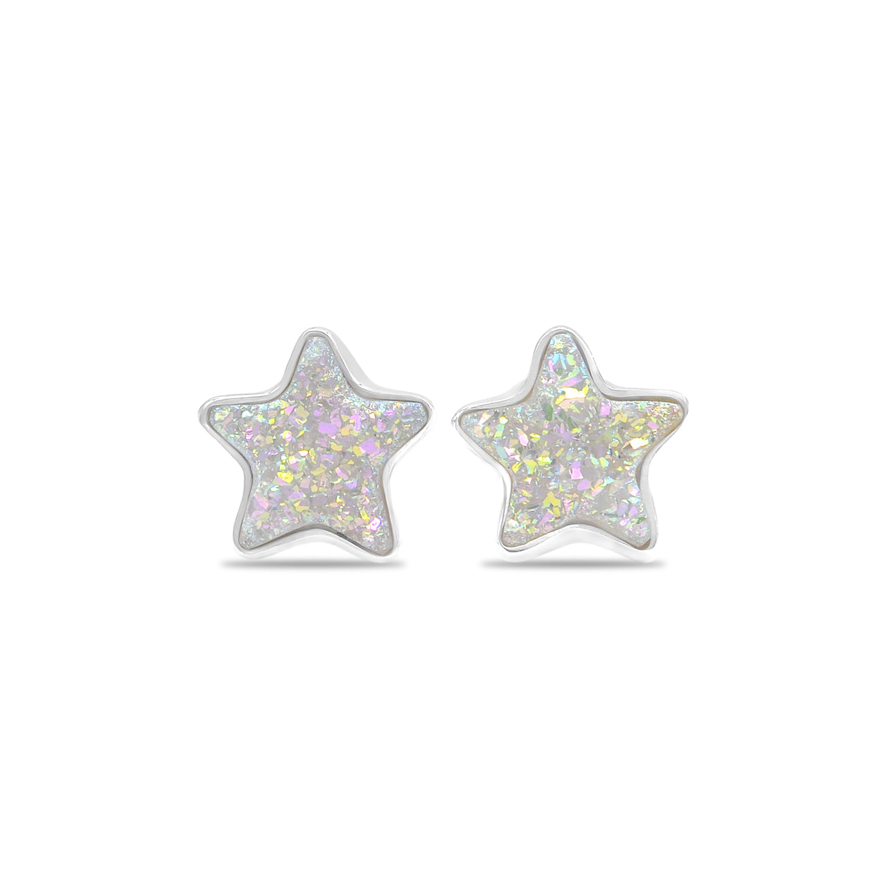Starborn Drusy Quartz Star Post Earrings in Sterling Silver
