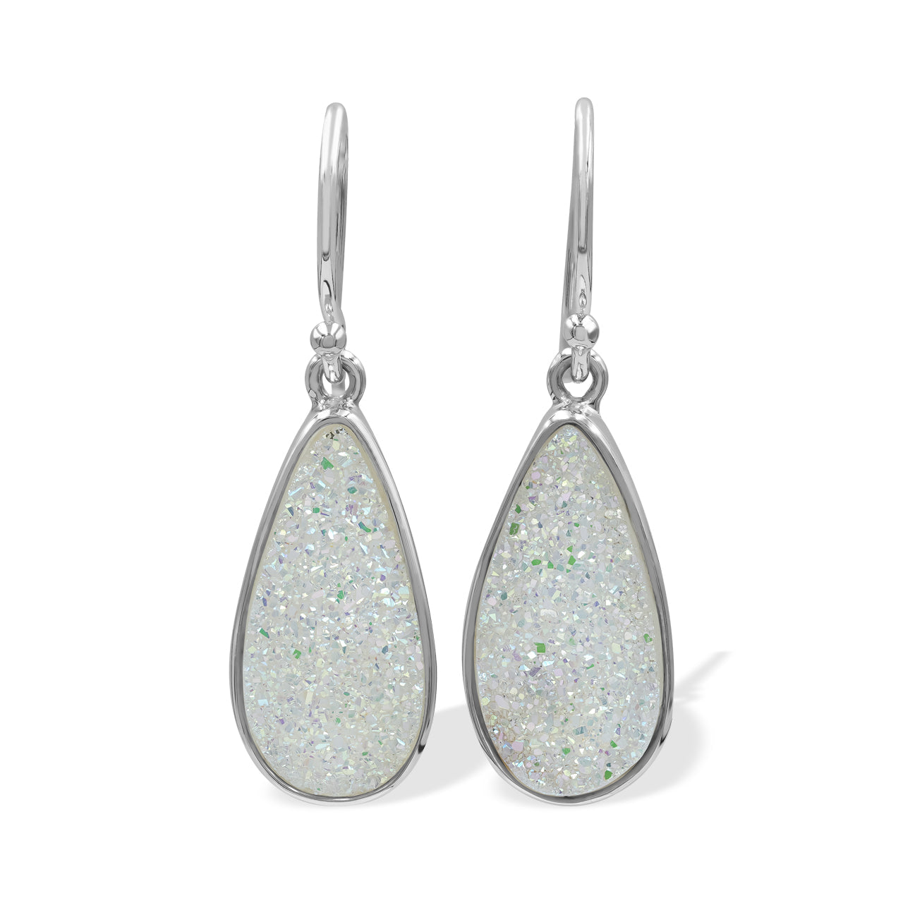 Starborn SI Opal Quartz Drusy Pear-Shaped Earrings in Sterling Silver