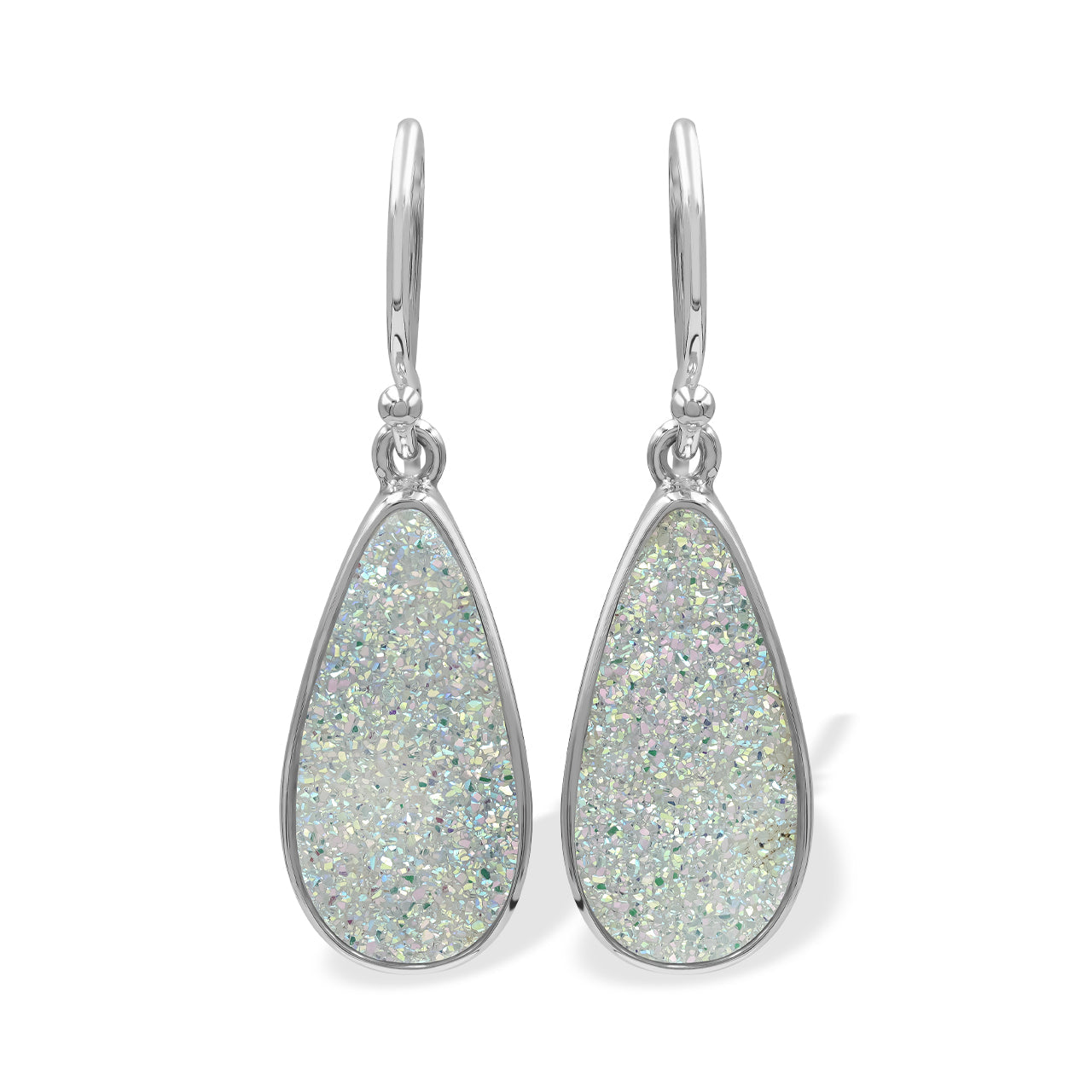Starborn SI Opal Quartz Drusy Pear-Shaped Earrings in Sterling Silver