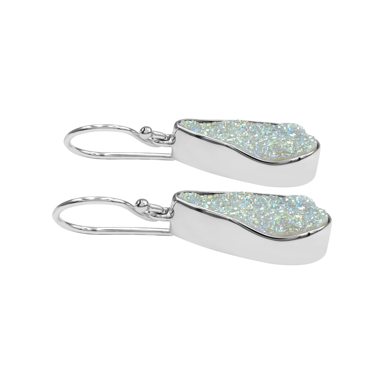 Starborn SI Opal Quartz Drusy Pear-Shaped Earrings in Sterling Silver