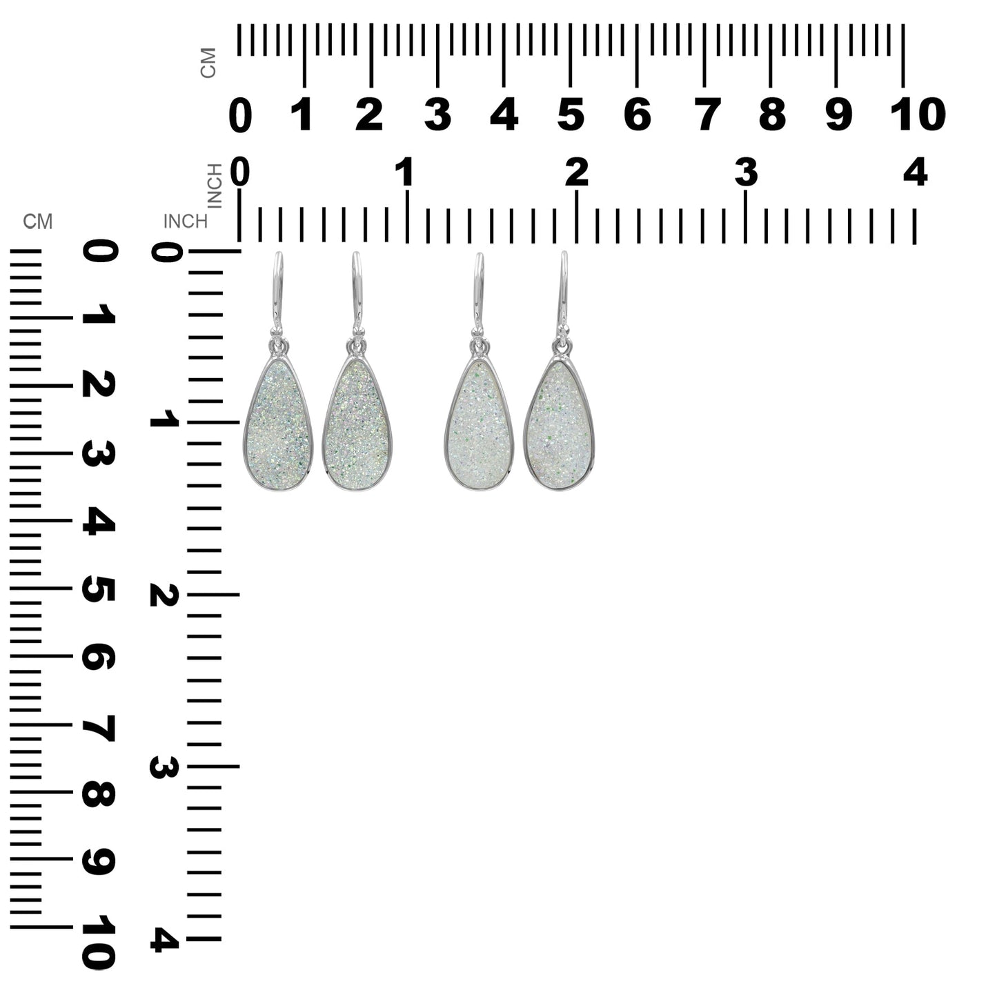 Starborn SI Opal Quartz Drusy Pear-Shaped Earrings in Sterling Silver