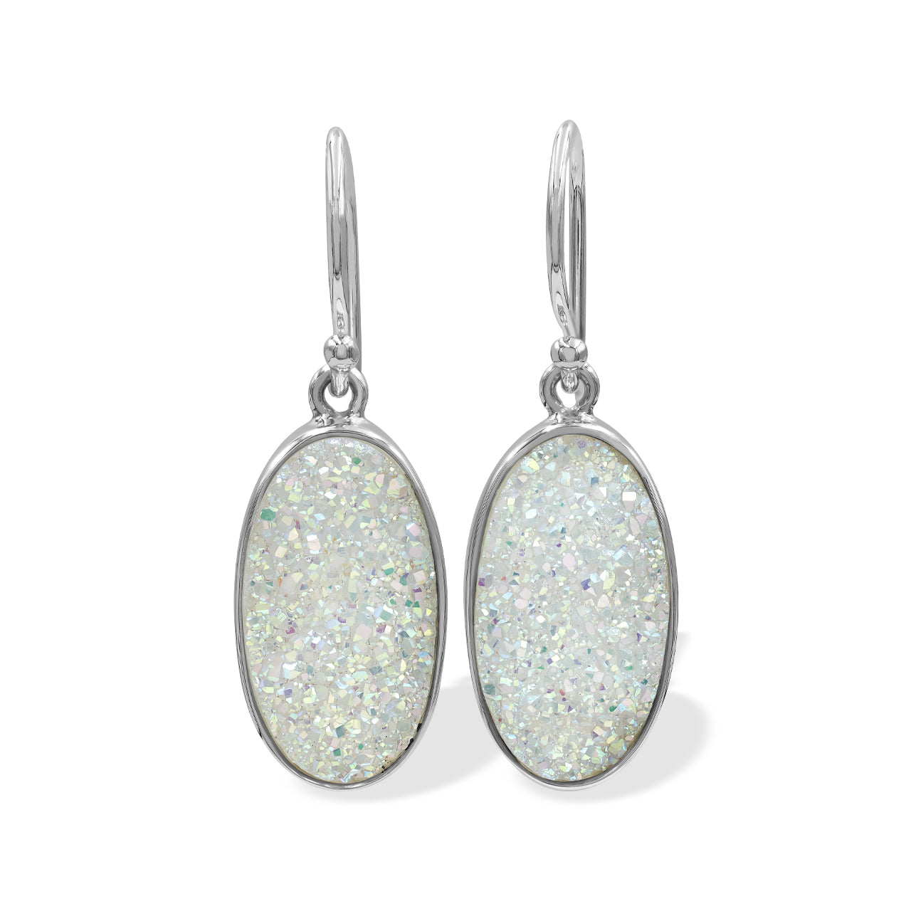Starborn SI Opal Quartz Drusy Oval Earrings in Sterling Silver