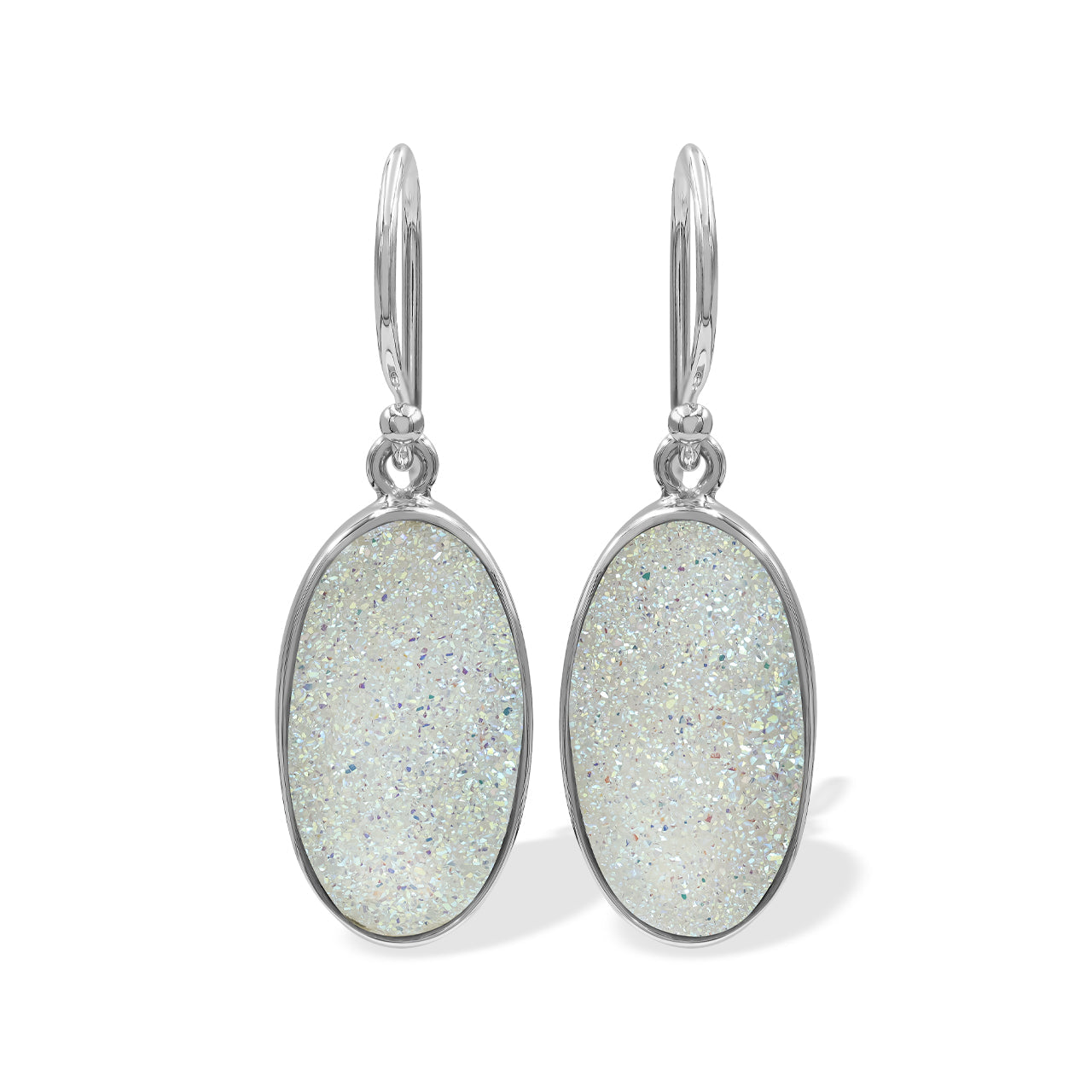 Starborn SI Opal Quartz Drusy Oval Earrings in Sterling Silver