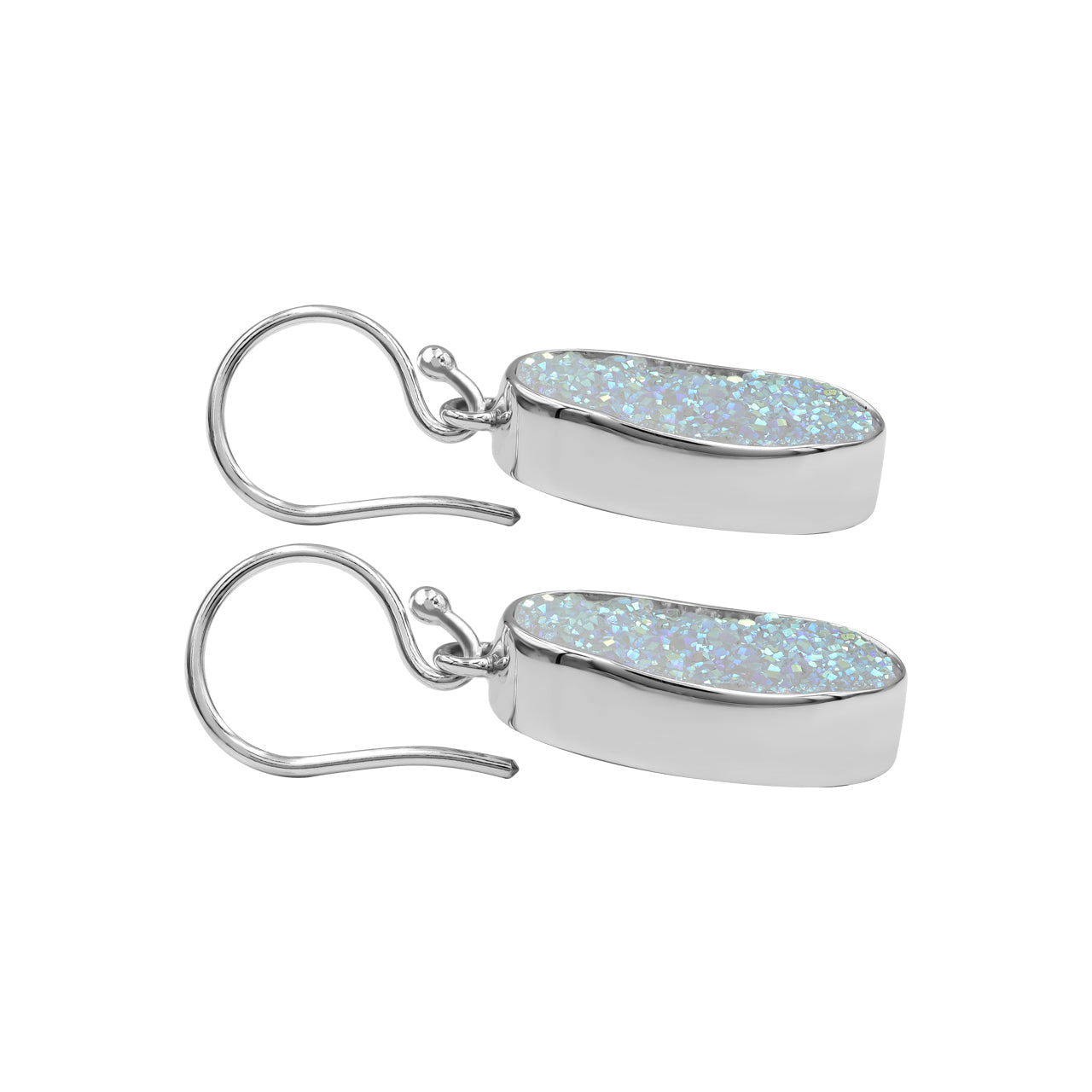 Starborn SI Opal Quartz Drusy Oval Earrings in Sterling Silver