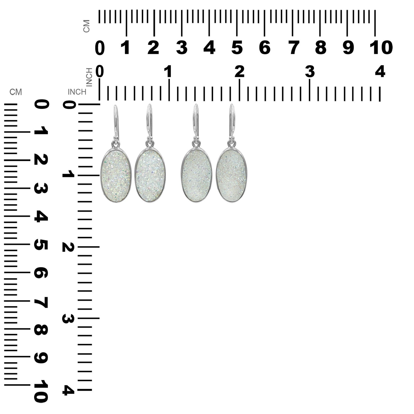 Starborn SI Opal Quartz Drusy Oval Earrings in Sterling Silver