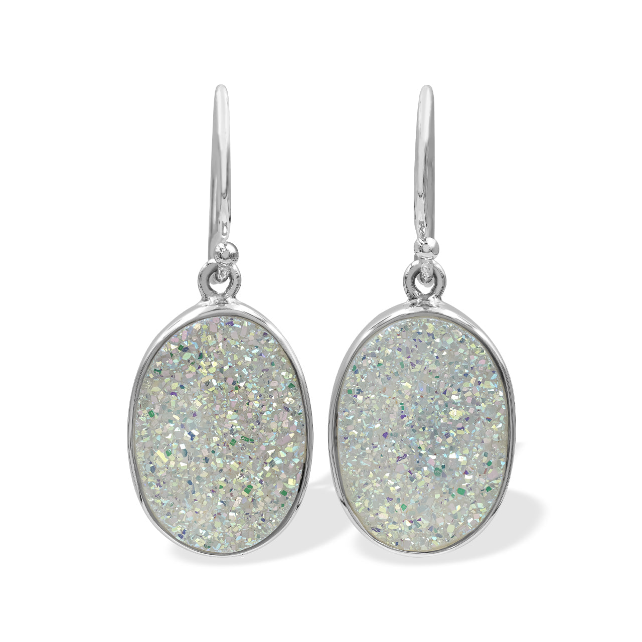 Starborn SI Opal Quartz Drusy Oval-Shaped Earrings in Sterling Silver