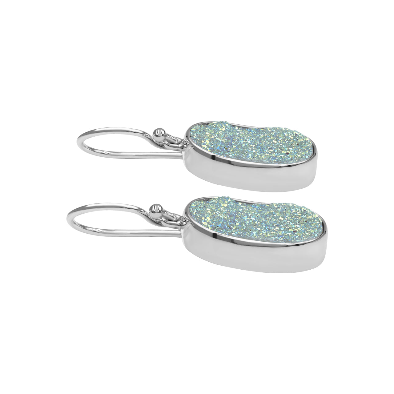 Starborn SI Opal Quartz Drusy Oval-Shaped Earrings in Sterling Silver