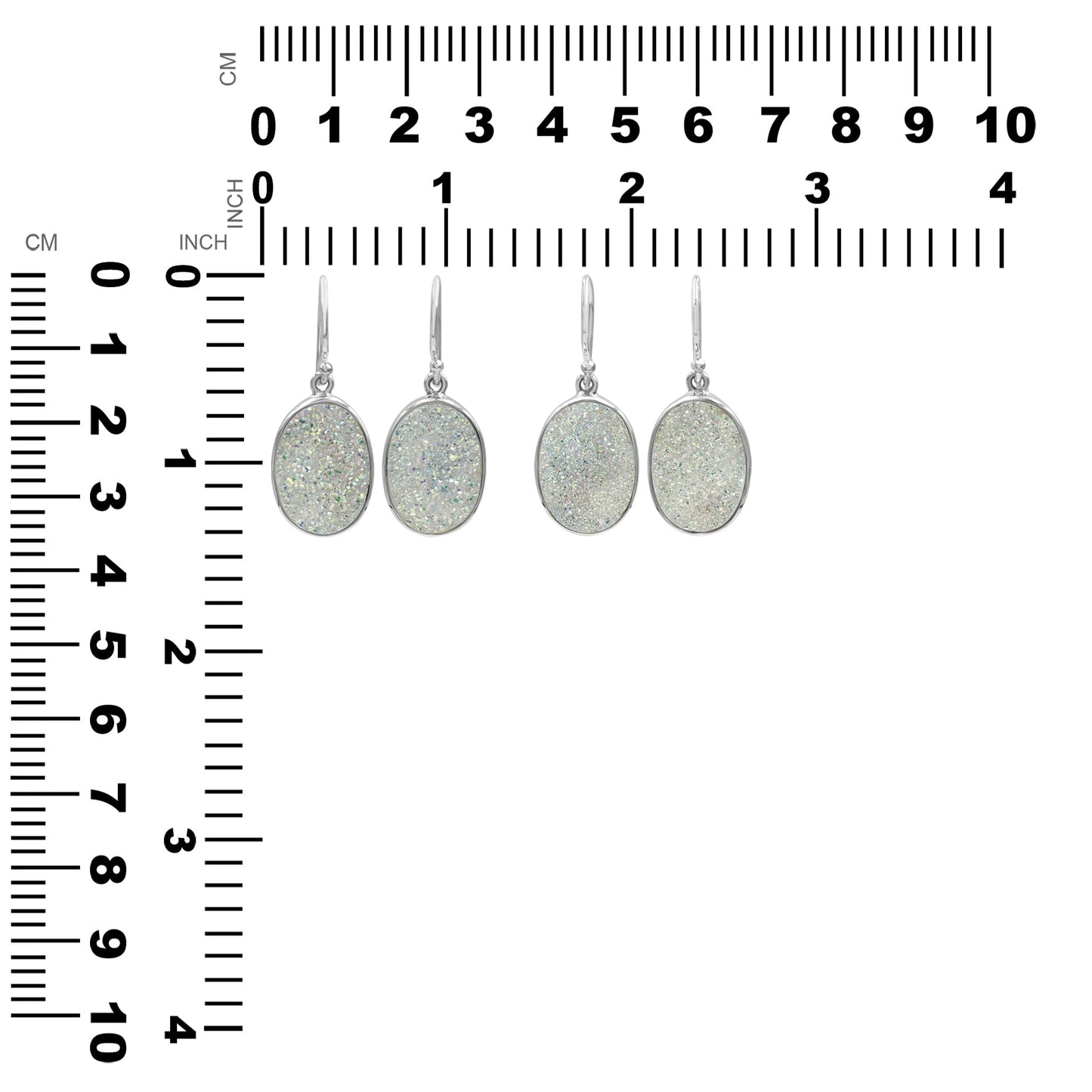 Starborn SI Opal Quartz Drusy Oval-Shaped Earrings in Sterling Silver