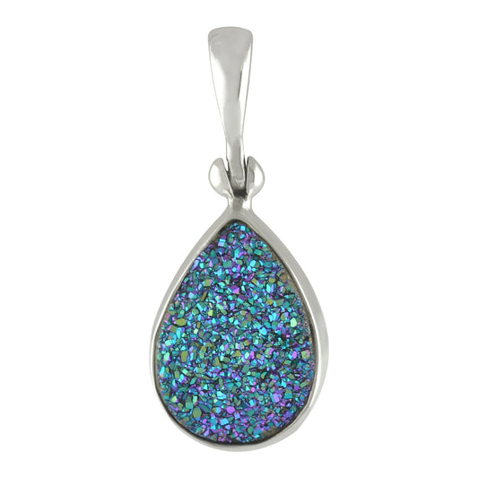 Starborn Creations Blue Green Quartz Drusy Pendant in Sterling Silver