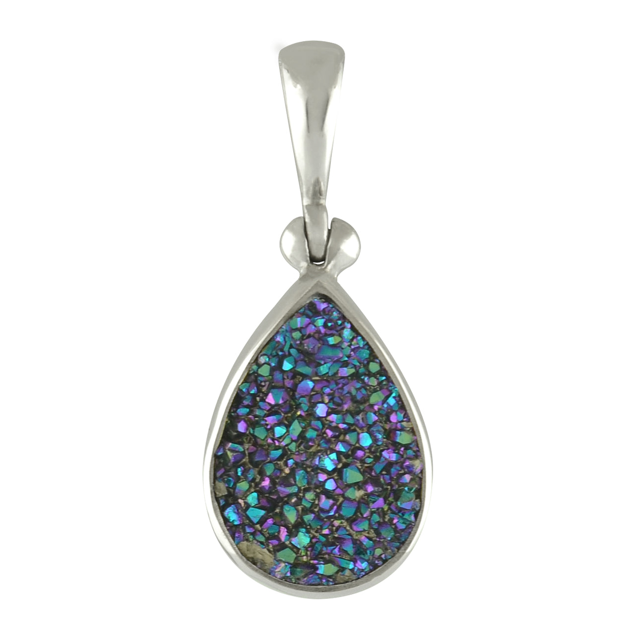Starborn Creations Blue Green Quartz Drusy Pendant in Sterling Silver