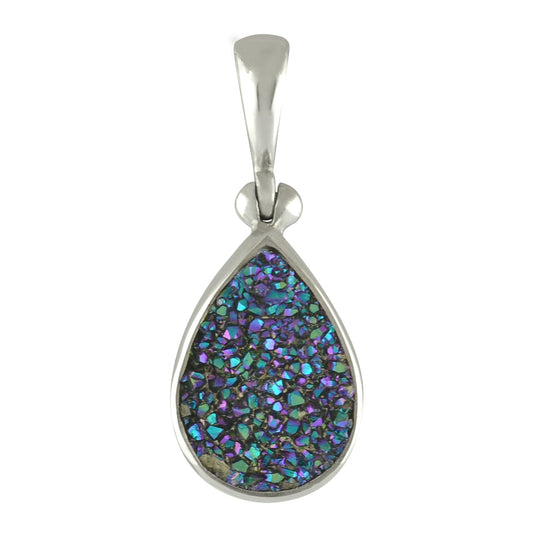 Starborn Creations Blue Green Quartz Drusy Pendant in Sterling Silver