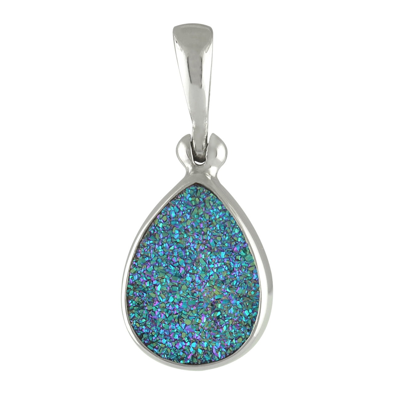 Starborn Creations Blue Green Quartz Drusy Pendant in Sterling Silver