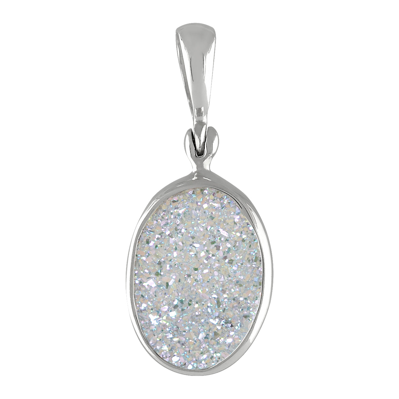Starborn Iridescent White Quartz Drusy Pendant in Sterling Silver