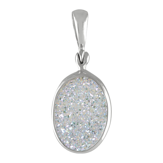Starborn Iridescent White Quartz Drusy Pendant in Sterling Silver