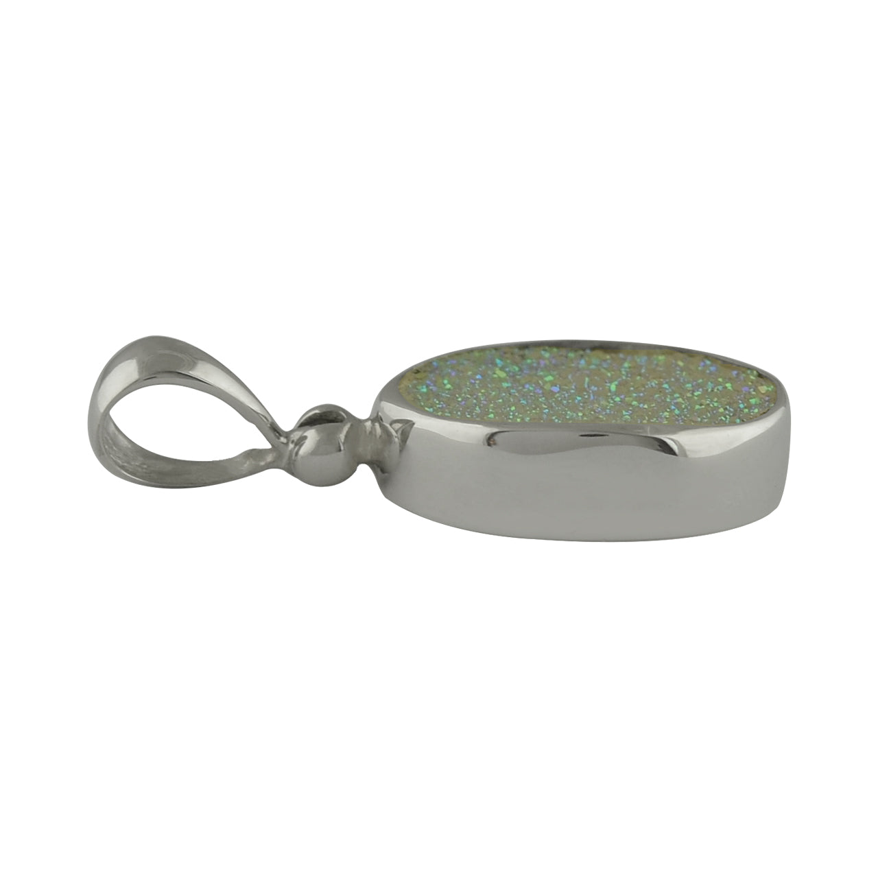 Starborn Iridescent White Quartz Drusy Pendant in Sterling Silver