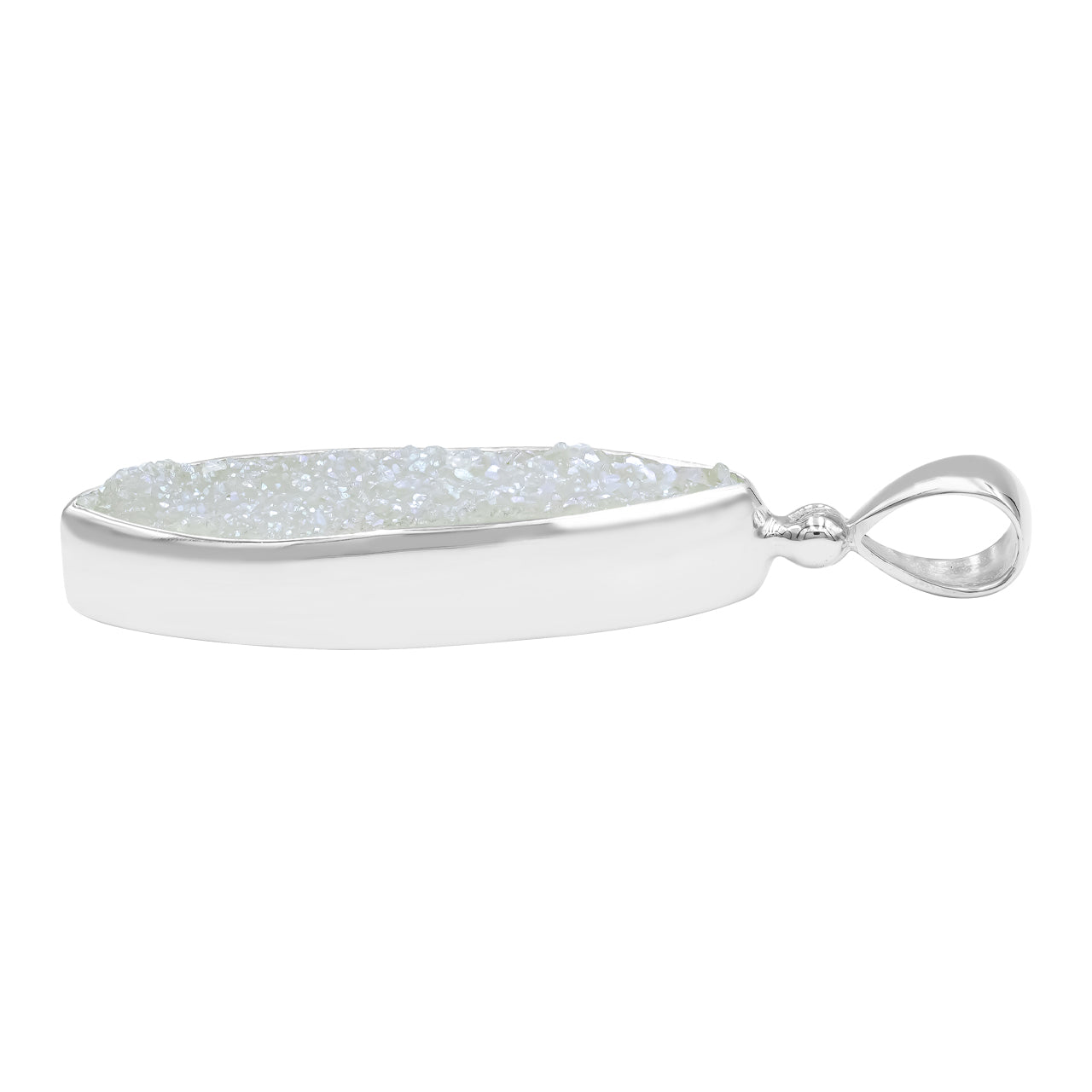Starborn Iridescent Quartz Drusy Marquise Shaped Pendant in Sterling Silver