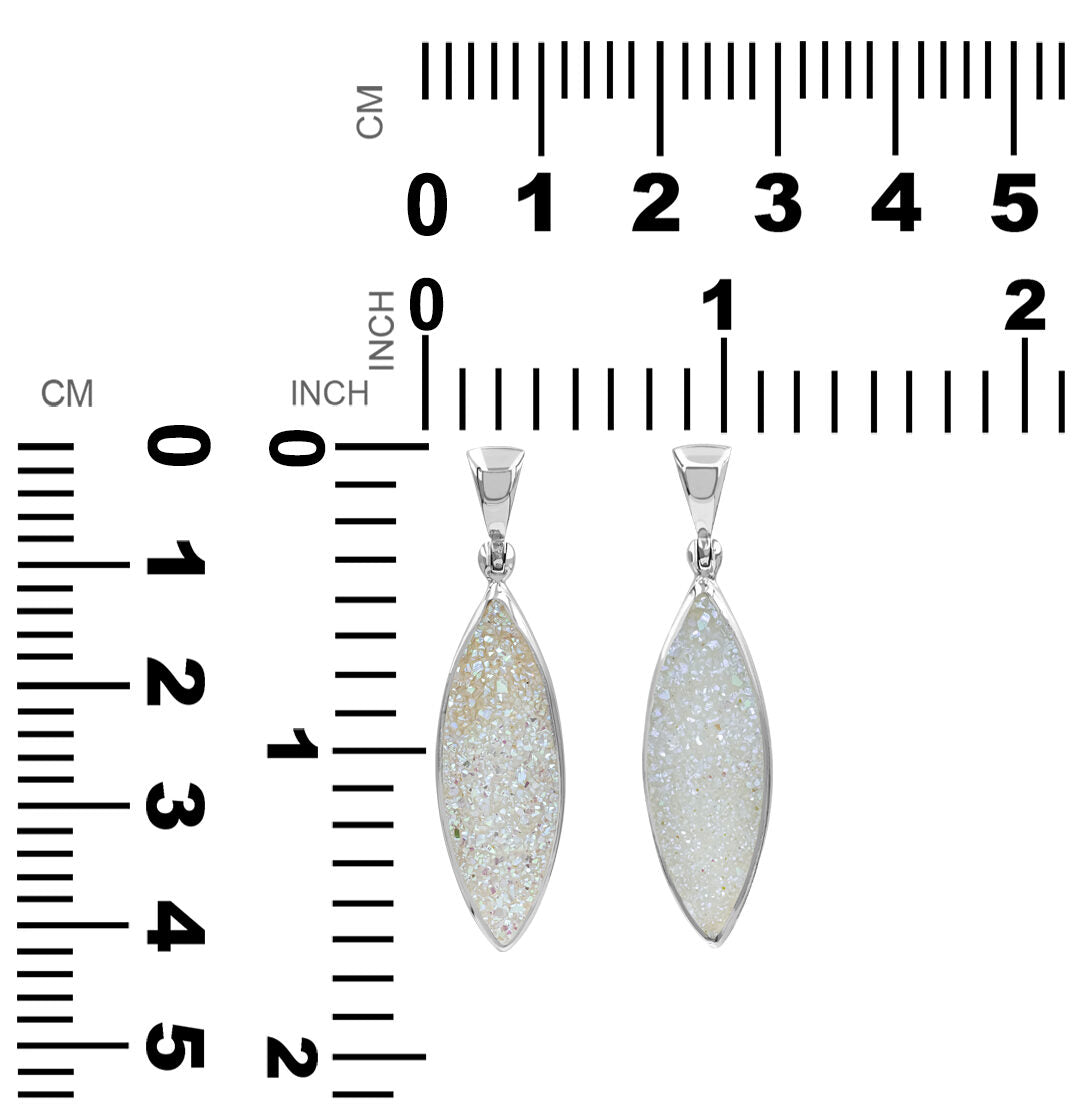 Starborn Iridescent Quartz Drusy Marquise Shaped Pendant in Sterling Silver