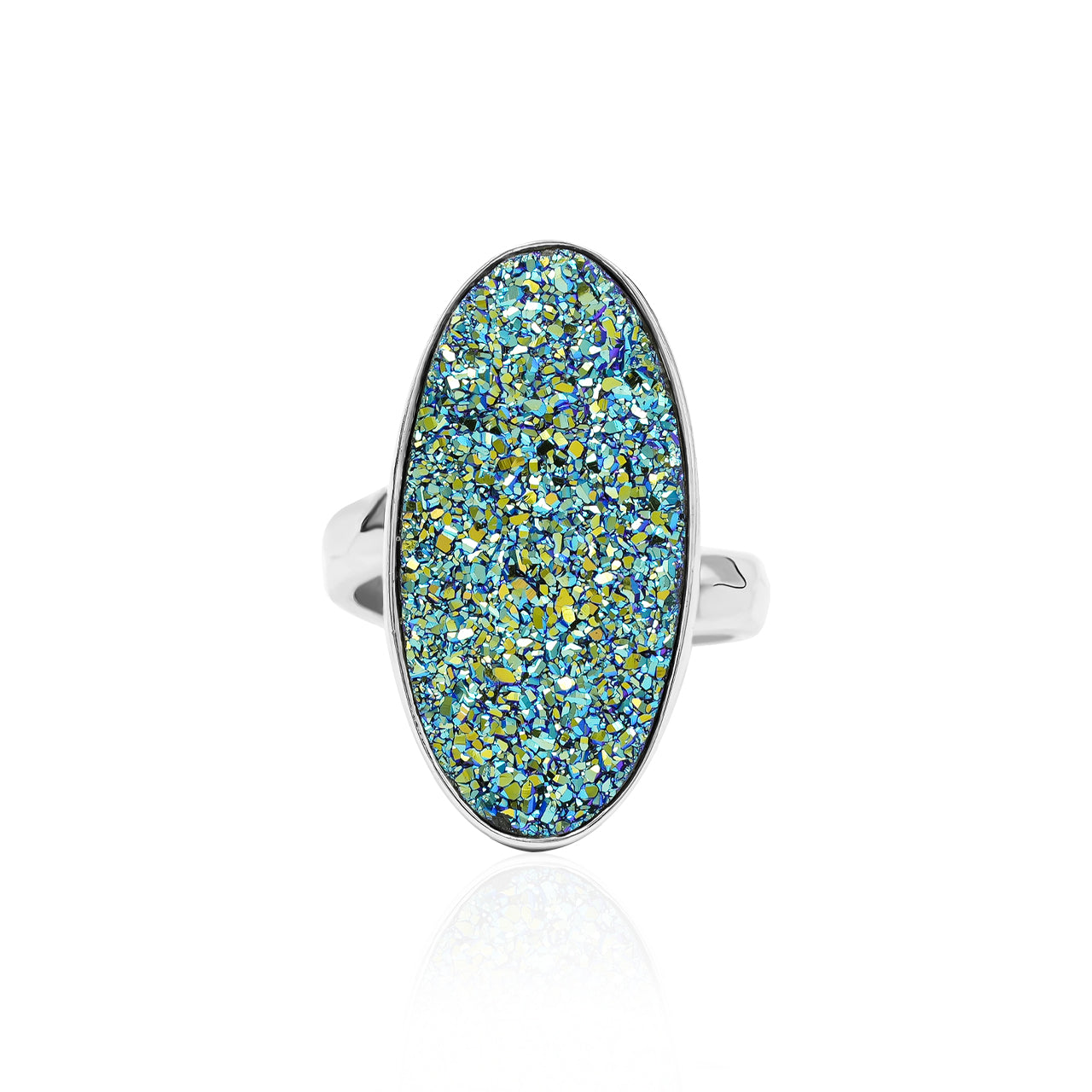 Starborn Cassiopeia Seas Quartz Drusy Oval Ring in Sterling Silver
