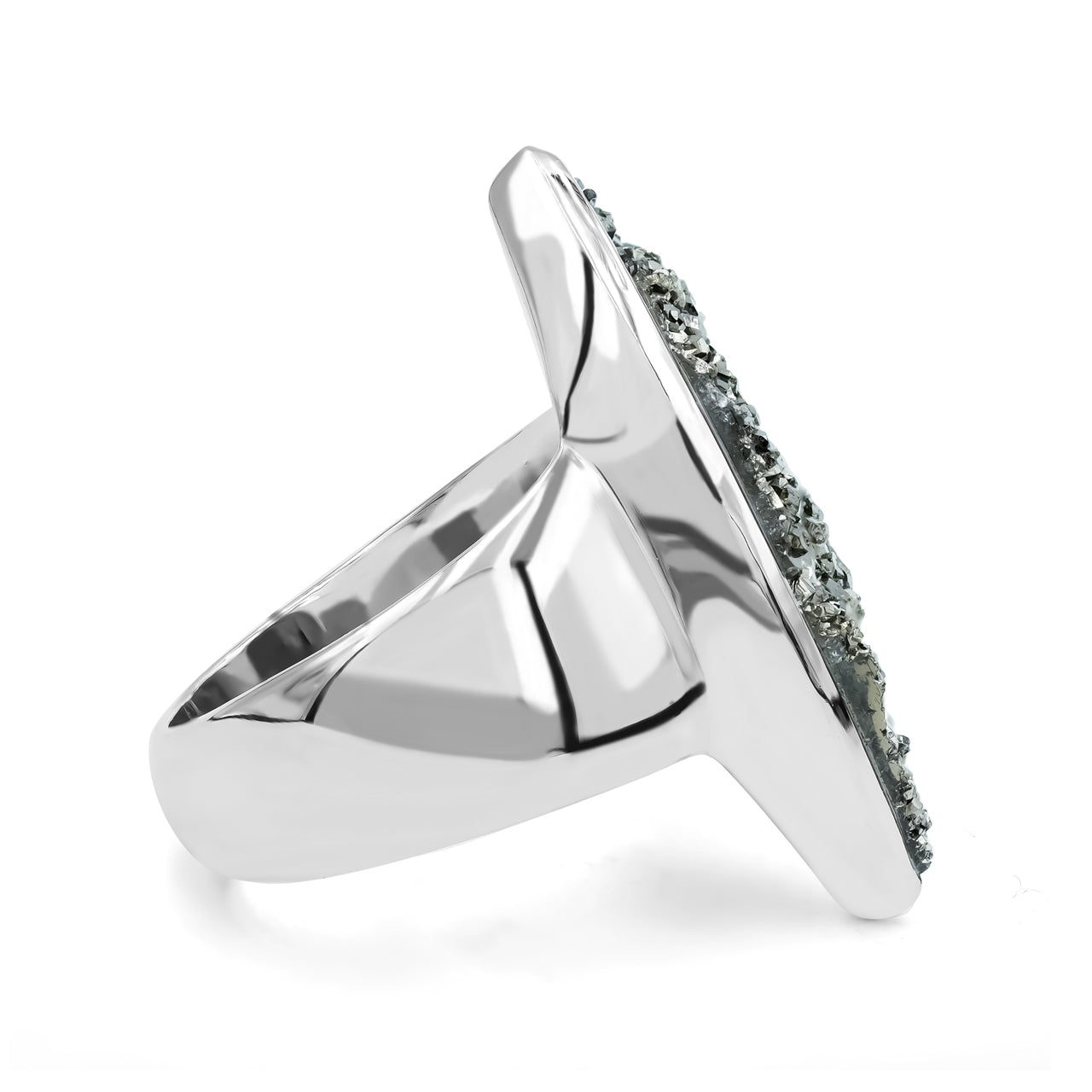 Starborn Silver Moon Quartz Drusy Marquise Ring in Sterling Silver