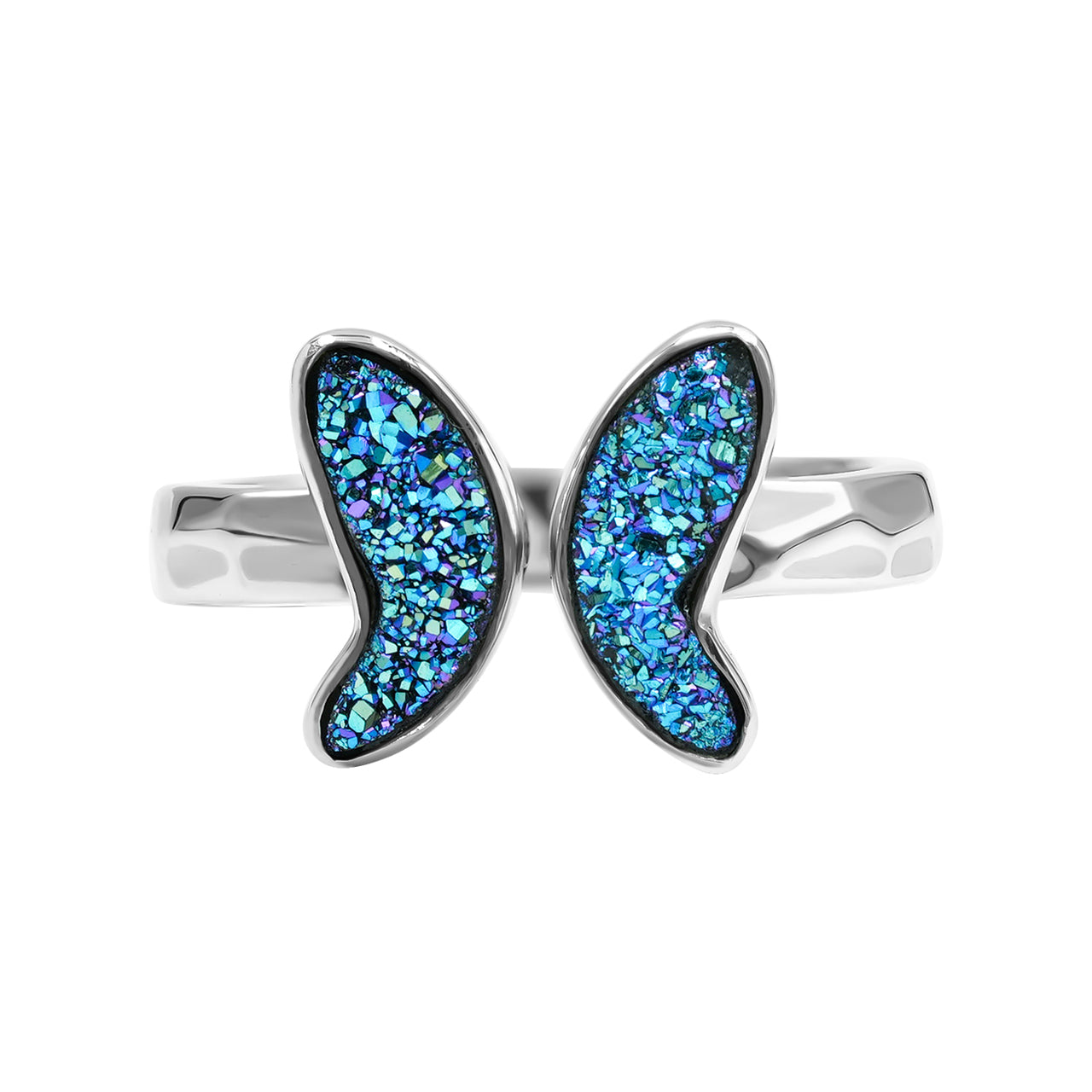 Starborn Cassiopeia Seas Quartz Drusy Butterfly Ring in Sterling Silver