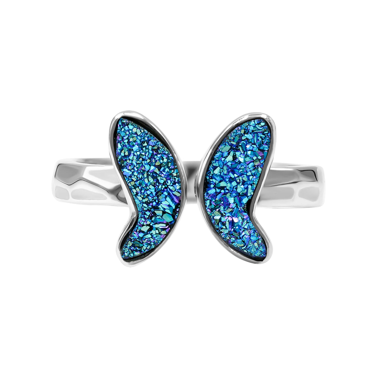 Starborn Cassiopeia Seas Quartz Drusy Butterfly Ring in Sterling Silver
