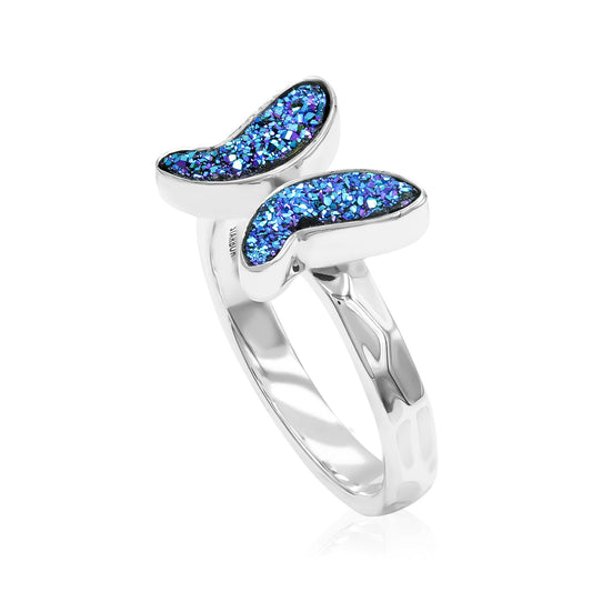 Starborn Cassiopeia Seas Quartz Drusy Butterfly Ring in Sterling Silver