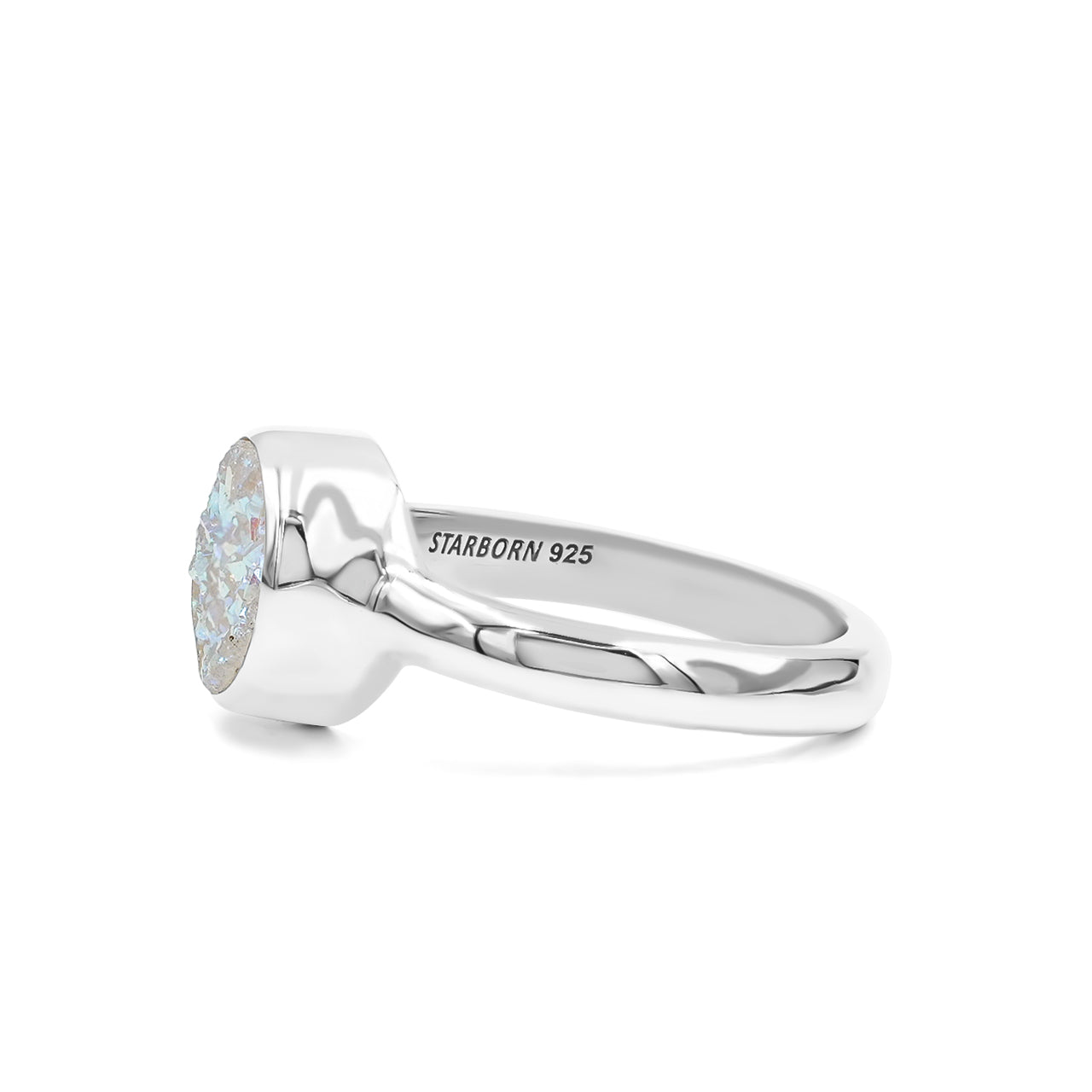 Starborn SI Opal Quartz Drusy Round Ring in Sterling Silver