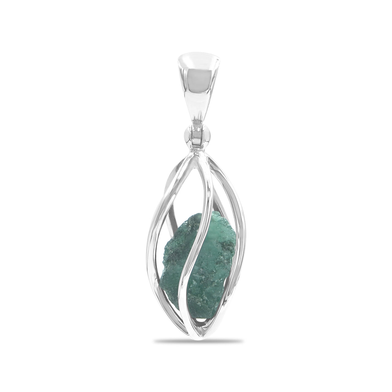 Starborn Emerald Crystal Caged Pendant in Sterling Silver - Small