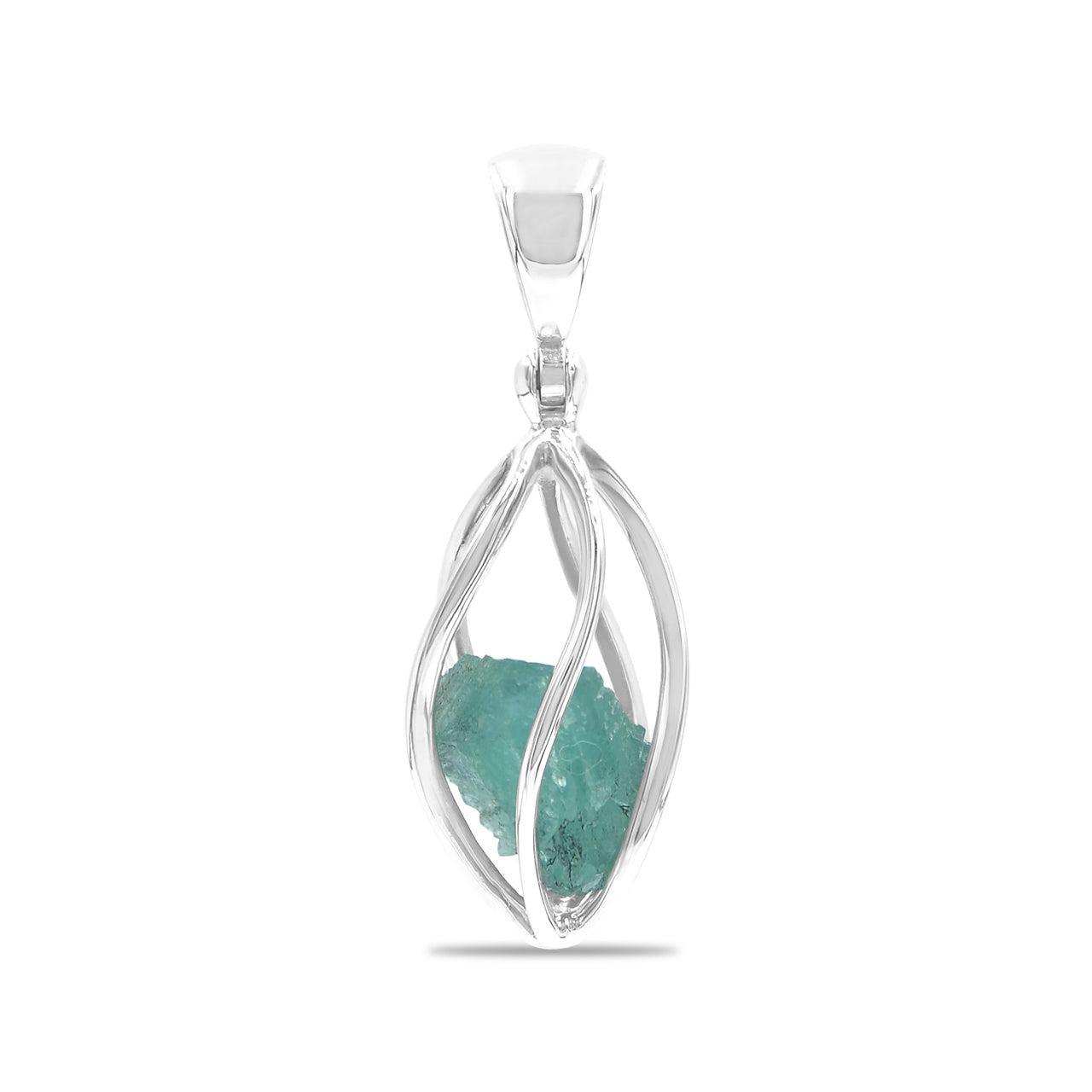Starborn Emerald Crystal Caged Pendant in Sterling Silver - Small