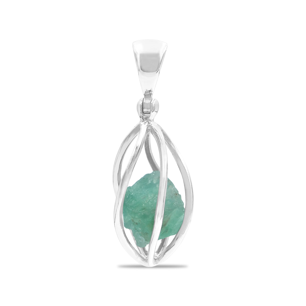 Starborn Emerald Crystal Caged Pendant in Sterling Silver - Small