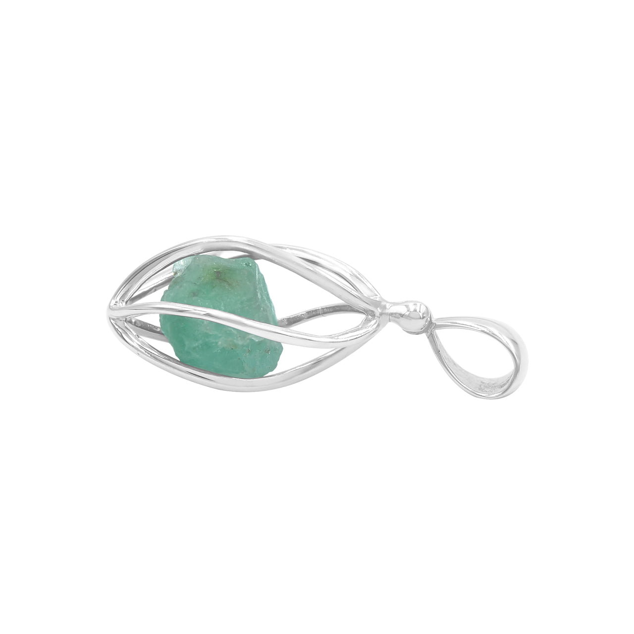 Starborn Emerald Crystal Caged Pendant in Sterling Silver - Small