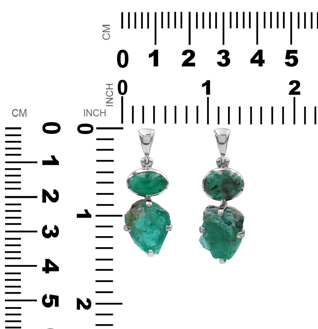 Starborn Emerald Polished and Natural Pendant in Fine Sterling Silver
