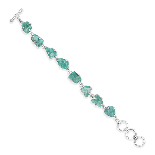 Starborn Emerald Rough Prong Set Bracelet in Sterling Silver