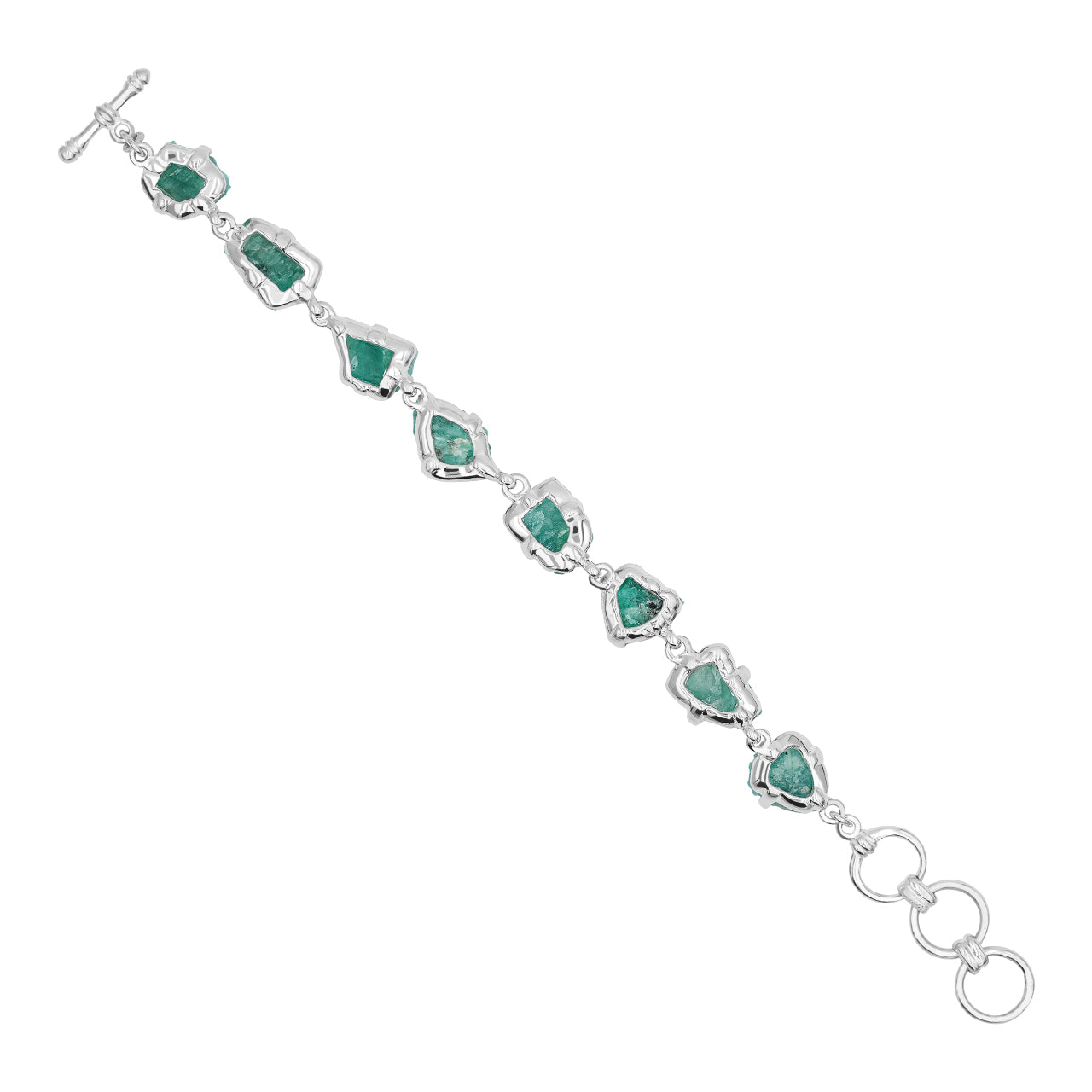 Starborn Emerald Rough Prong Set Bracelet in Sterling Silver