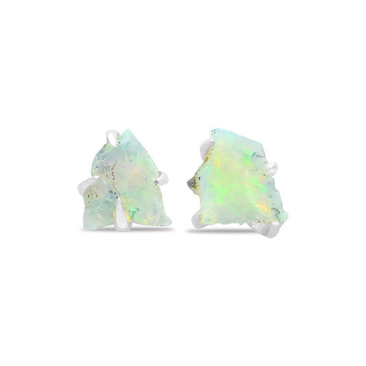 Starborn Rough Ethiopian Opal Post Earrings in Sterling Silver
