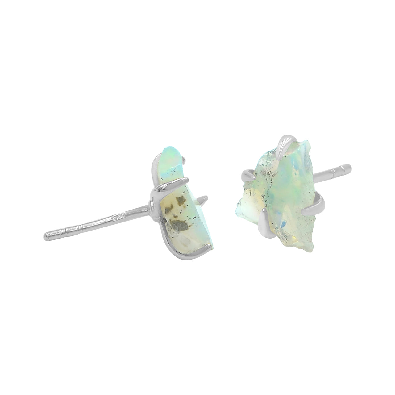 Starborn Rough Ethiopian Opal Post Earrings in Sterling Silver