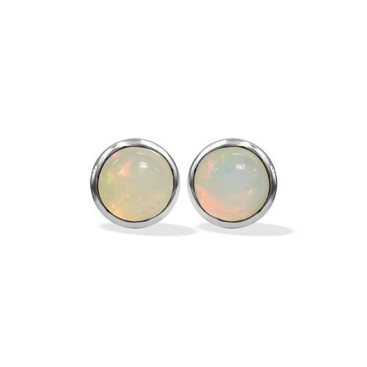 Starborn Natural Ethiopian Opal Round 5mm Post Earrings in Sterling Silver